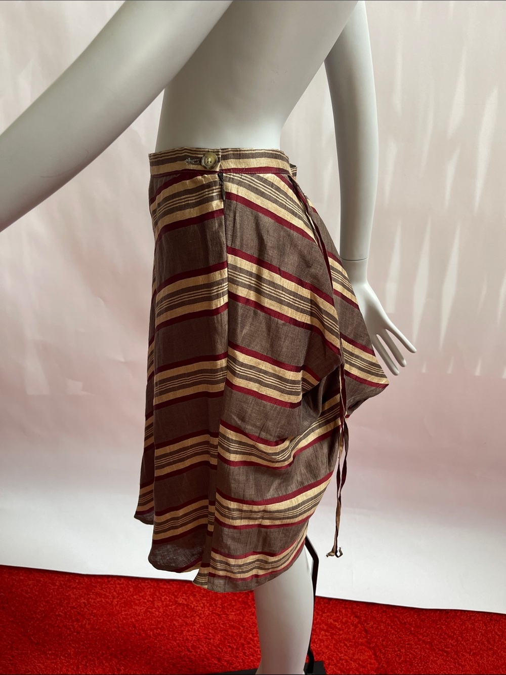 Vivienne Westwood Anglomania 2014 Linen Striped Wrap Skirt IT42 - Picture 9 of 14